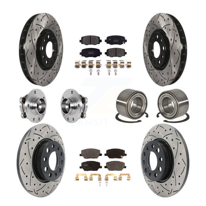 Hub Bearing Coated Brake Rotor Pad Front Rear Kit (10Pc) For 16-18 Fiat 500X AWD