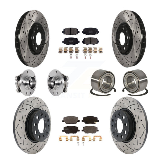Hub Bearing Coated Brake Rotor Pad Front Rear Kit (10Pc) For 16-18 Fiat 500X AWD