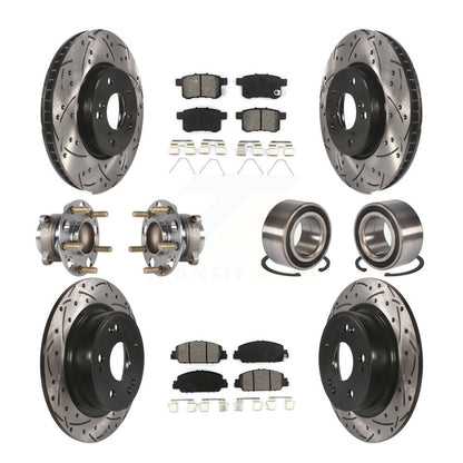 Hub Bearing Coated Disc Brake Rotor & Pad Front Rear Kit (10Pc) For Honda Accord