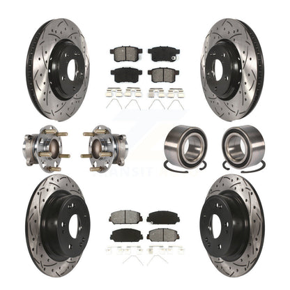 Hub Bearing Coated Disc Brake Rotor & Pad Front Rear Kit (10Pc) For Honda Accord