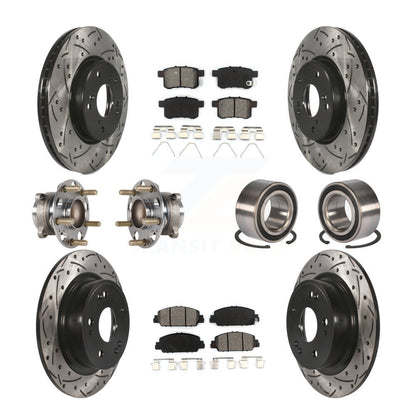 Hub Bearing Coated Disc Brake Rotor & Pad Front Rear Kit (10Pc) For Honda Accord