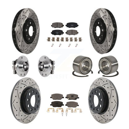 Hub Bearing Coated Brake Rotor Pad Front Rear Kit (10Pc) For 16-18 Fiat 500X AWD