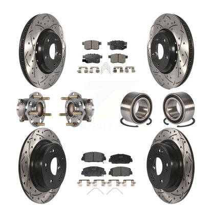 Hub Bearing Coated Disc Brake Rotor & Pad Front Rear Kit (10Pc) For Honda Accord