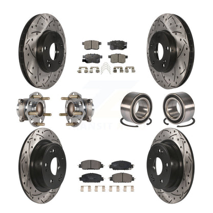 Hub Bearing Coated Disc Brake Rotor & Pad Front Rear Kit (10Pc) For Honda Accord