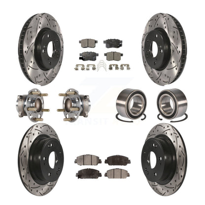 Hub Bearing Coated Disc Brake Rotor & Pad Front Rear Kit (10Pc) For Honda Accord