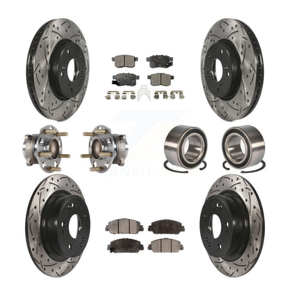 Hub Bearing Coated Disc Brake Rotor & Pad Front Rear Kit (10Pc) For Honda Accord