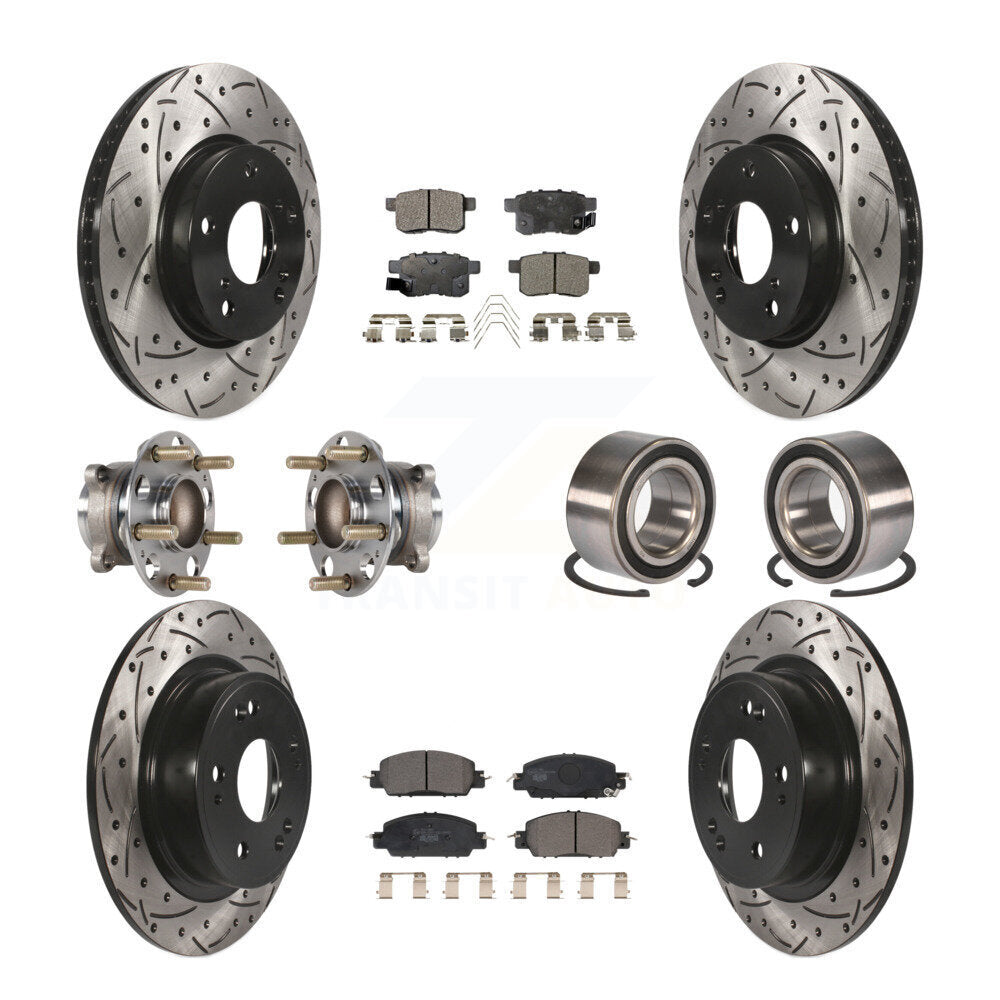 Hub Bearing Coat Brake Rotor Pads Front Rear Kit (10Pc) For 17 Honda Accord LX-S