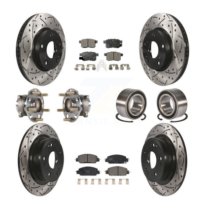 Hub Bearing Coat Brake Rotor Pads Front Rear Kit (10Pc) For 17 Honda Accord LX-S
