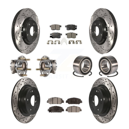 Hub Bearing Coated Disc Brake Rotor & Pad Front Rear Kit (10Pc) For Honda Accord