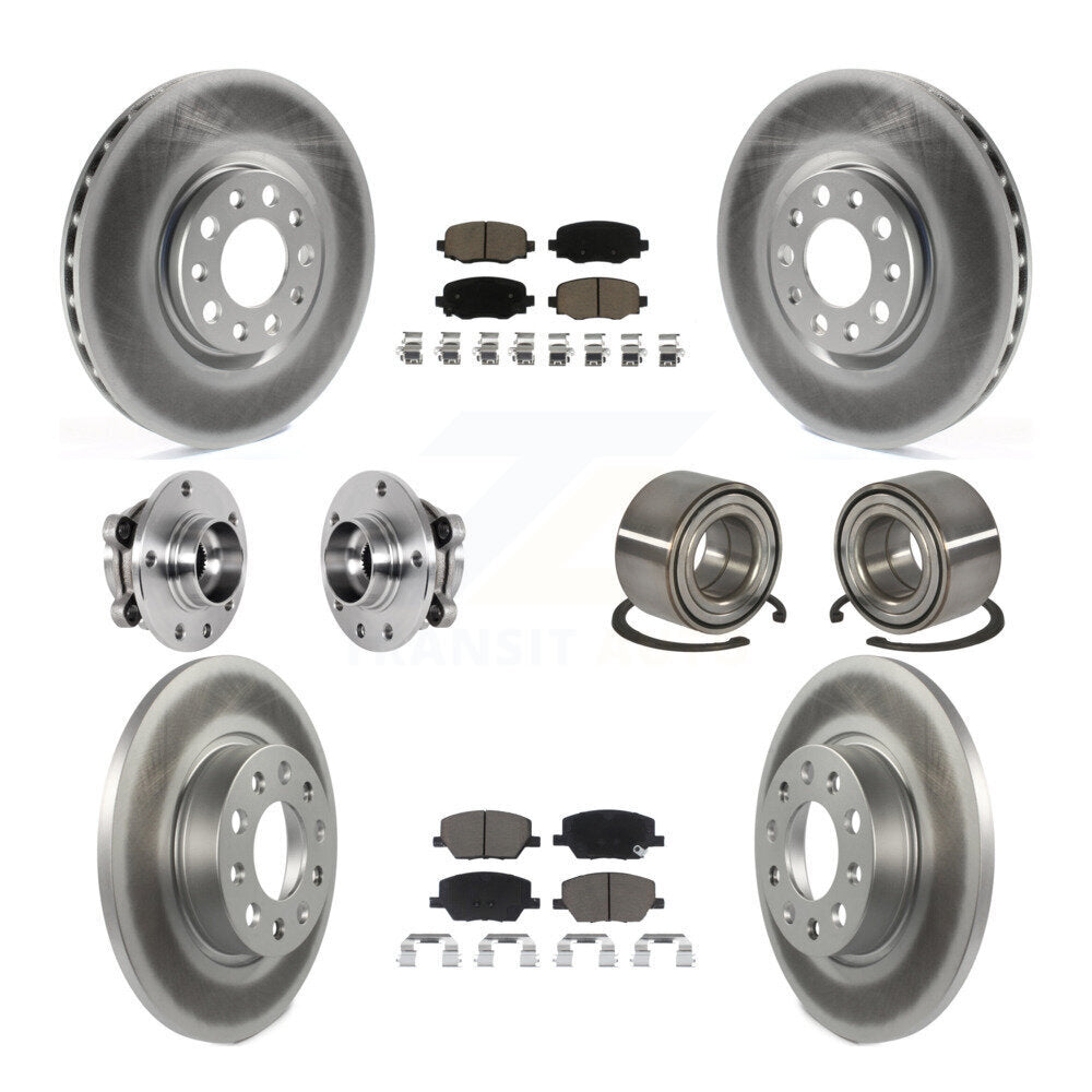 Hub Bearing Coated Brake Rotor Pad Front Rear Kit (10Pc) For 16-18 Fiat 500X AWD