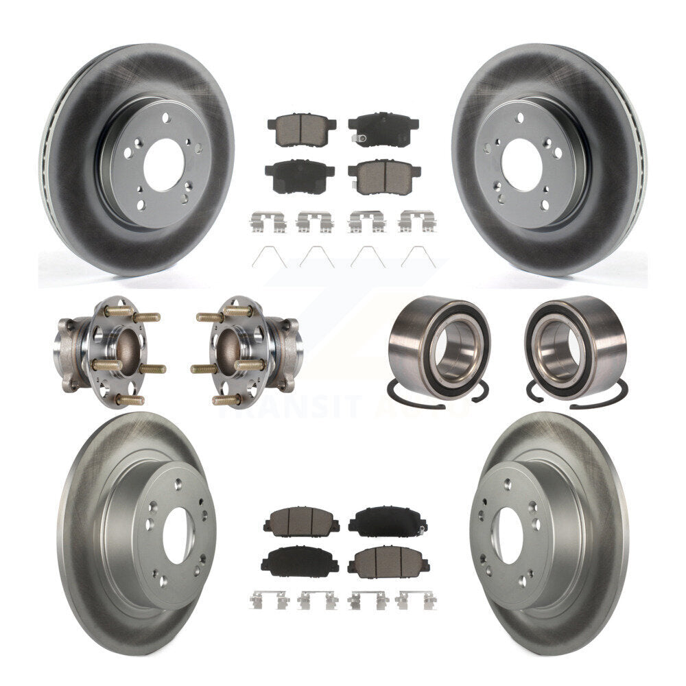 Hub Bearing Coated Disc Brake Rotor & Pad Front Rear Kit (10Pc) For Honda Accord