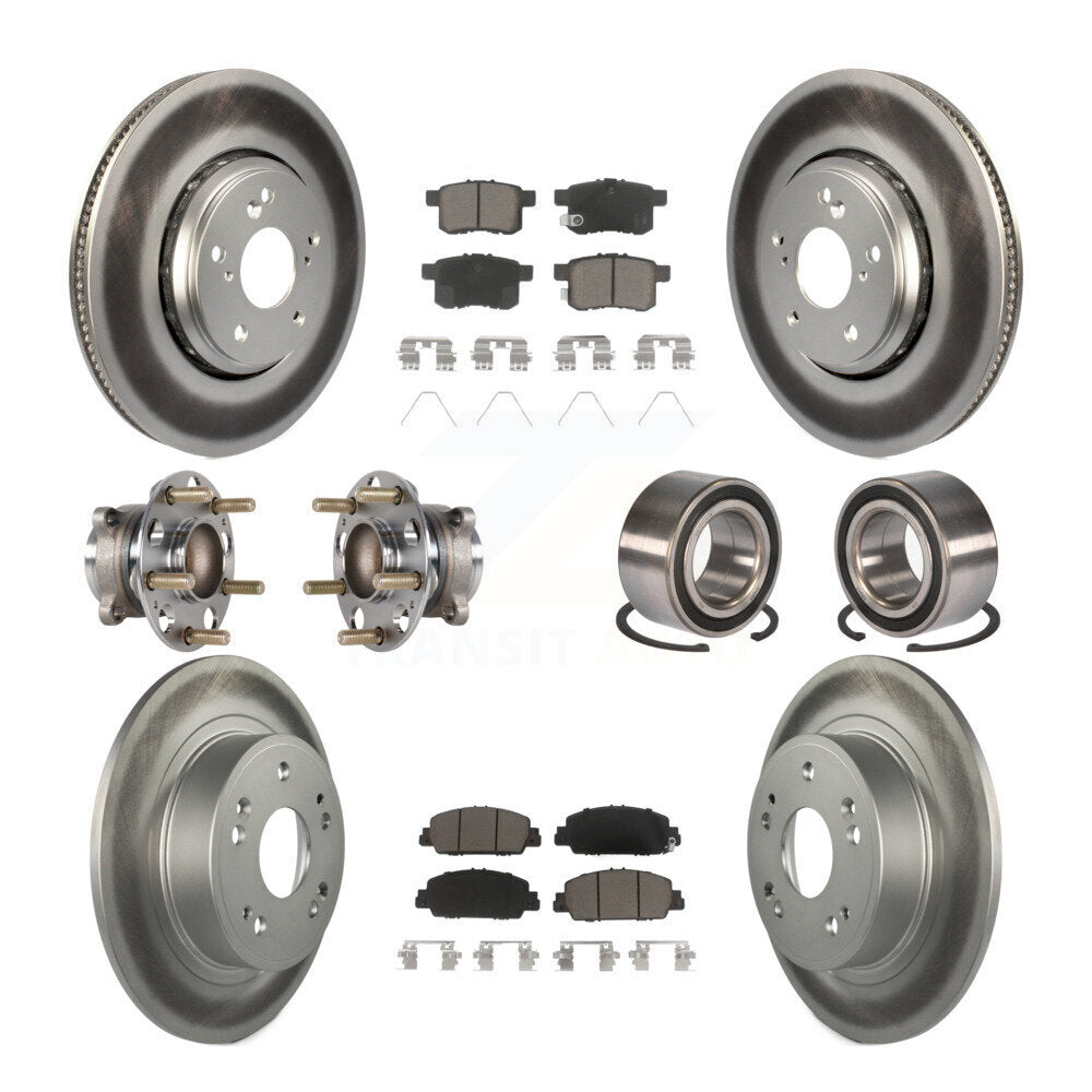 Hub Bearing Coated Disc Brake Rotor & Pad Front Rear Kit (10Pc) For Honda Accord