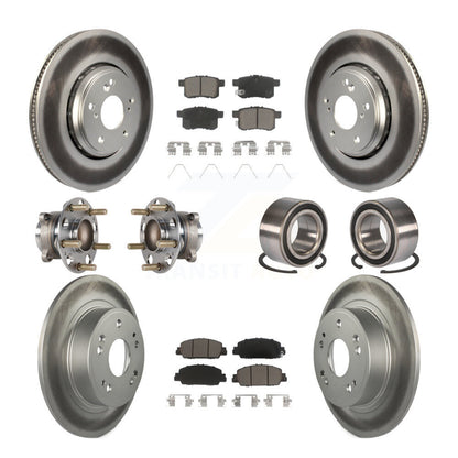 Hub Bearing Coated Disc Brake Rotor & Pad Front Rear Kit (10Pc) For Honda Accord