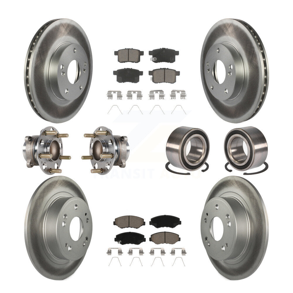 Hub Bearing Coated Disc Brake Rotor & Pad Front Rear Kit (10Pc) For Honda Accord