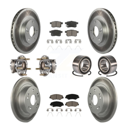Hub Bearing Coated Disc Brake Rotor & Pad Front Rear Kit (10Pc) For Honda Accord