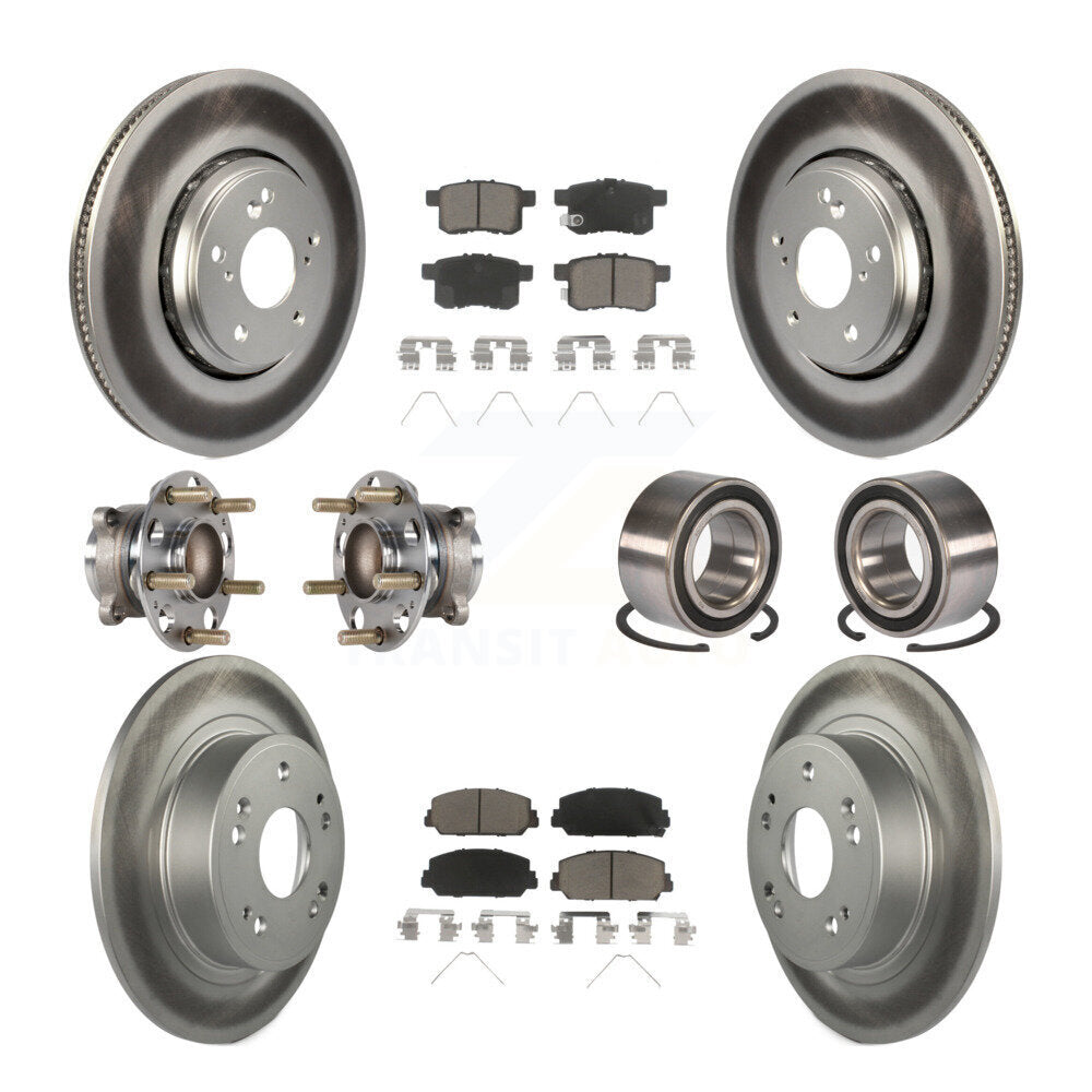 Hub Bearing Coated Disc Brake Rotor & Pad Front Rear Kit (10Pc) For Honda Accord