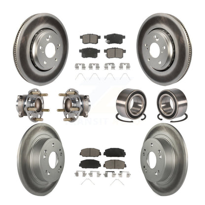 Hub Bearing Coated Disc Brake Rotor & Pad Front Rear Kit (10Pc) For Honda Accord