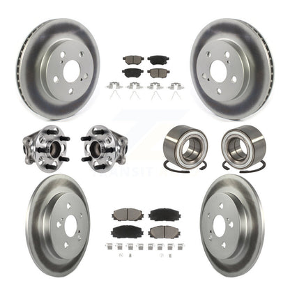 Hub Bearing Coated Brake Rotor Pads Front Rear Kit (10Pc) For Toyota Prius Prime