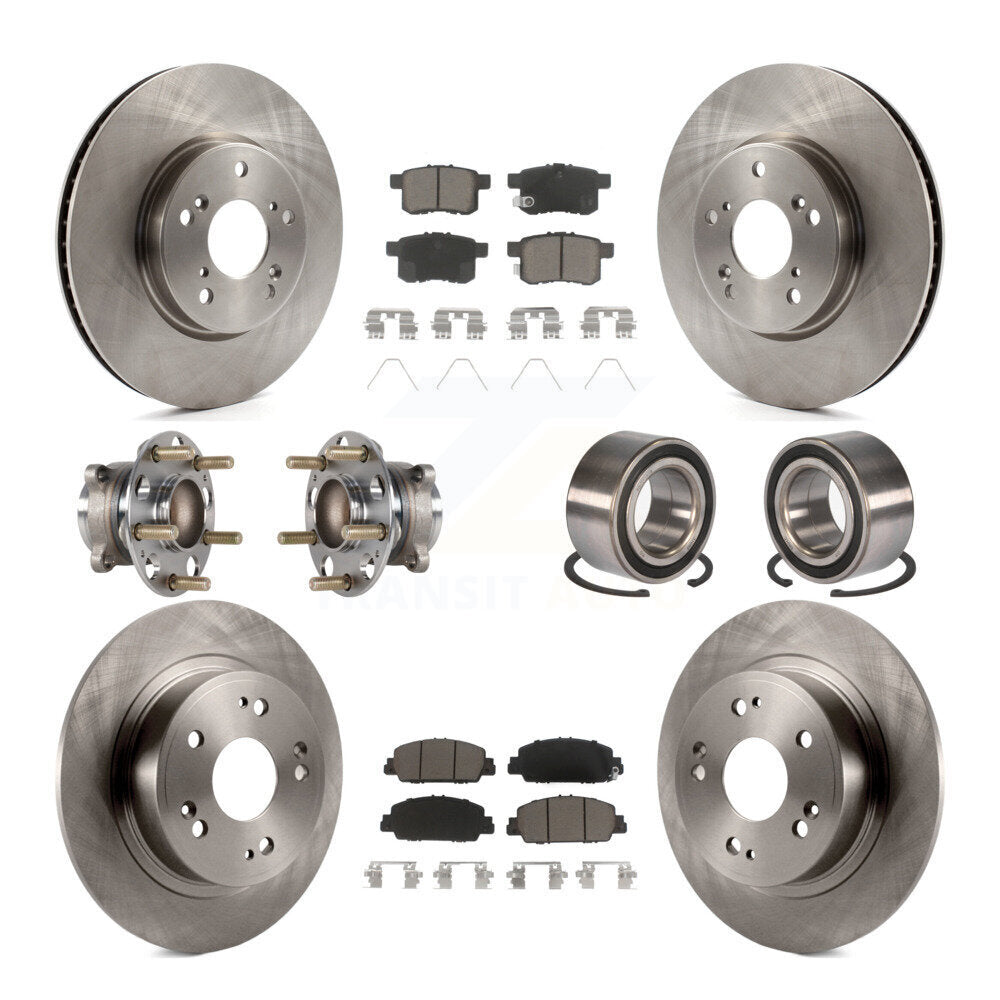 Hub Bearings Disc Brake Rotors And Pads Front Rear Kit (10Pc) For Honda Accord