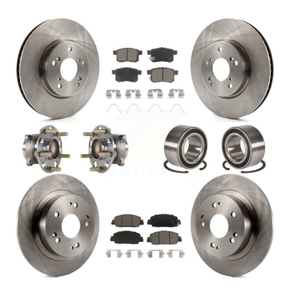 Hub Bearings Disc Brake Rotors And Pads Front Rear Kit (10Pc) For Honda Accord
