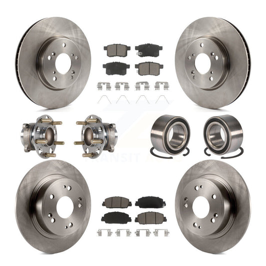 Hub Bearings Disc Brake Rotors And Pads Front Rear Kit (10Pc) For Honda Accord