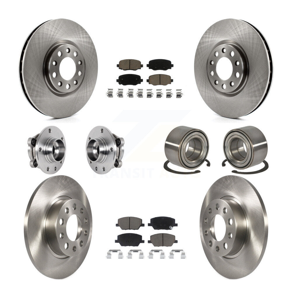 Hub Bearing Brake Rotor & Pads Front Rear Kit (10Pc) For 2016-2018 Fiat 500X AWD