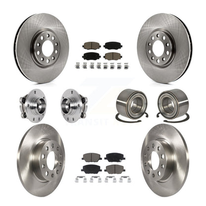 Hub Bearing Brake Rotor & Pads Front Rear Kit (10Pc) For 2016-2018 Fiat 500X AWD