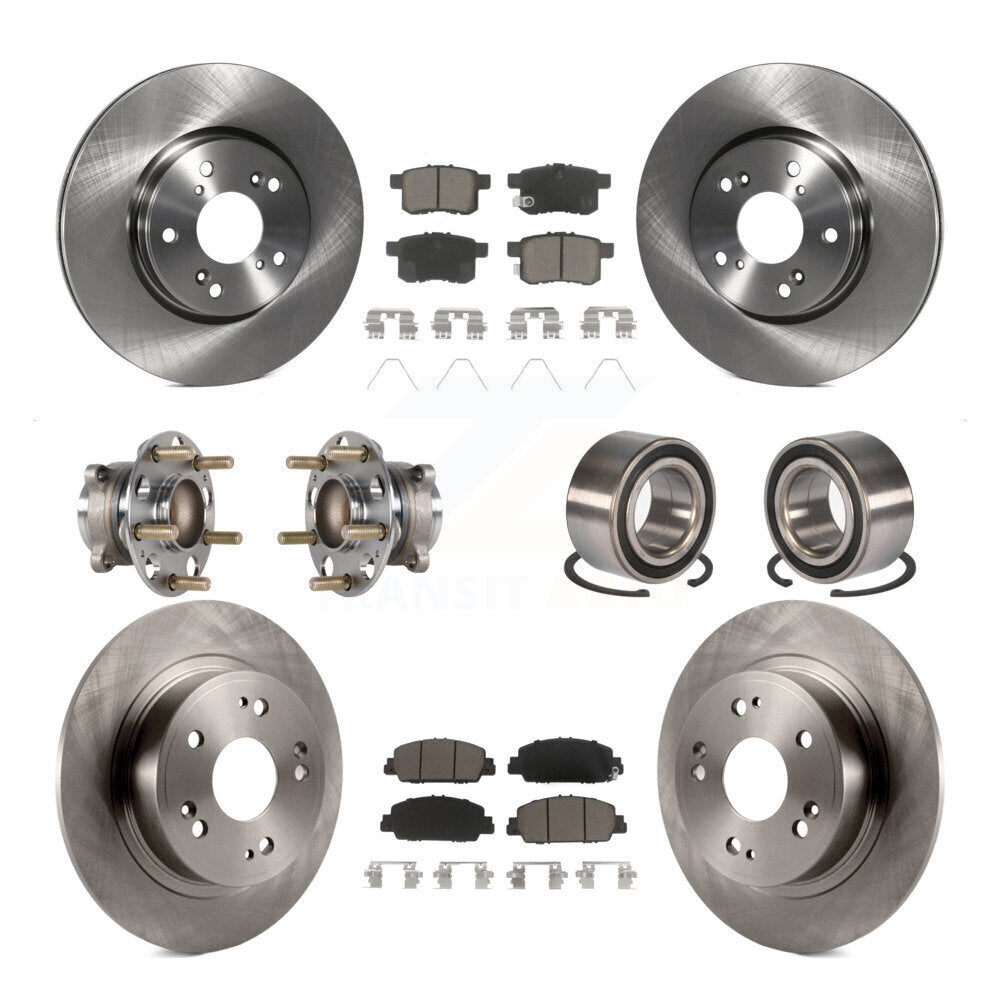 Hub Bearings Disc Brake Rotors And Pads Front Rear Kit (10Pc) For Honda Accord