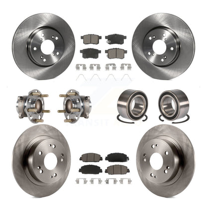 Hub Bearings Disc Brake Rotors And Pads Front Rear Kit (10Pc) For Honda Accord