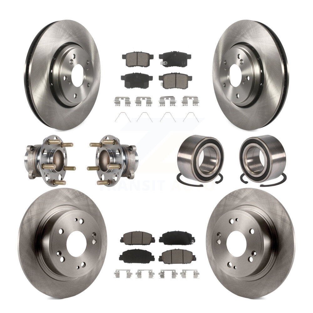 Hub Bearings Disc Brake Rotors And Pads Front Rear Kit (10Pc) For Honda Accord