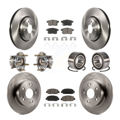 Hub Bearings Disc Brake Rotors And Pads Front Rear Kit (10Pc) For Honda Accord