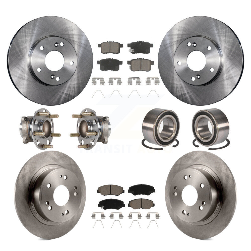 Hub Bearings Disc Brake Rotors And Pads Front Rear Kit (10Pc) For Honda Accord