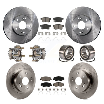 Hub Bearings Disc Brake Rotors And Pads Front Rear Kit (10Pc) For Honda Accord