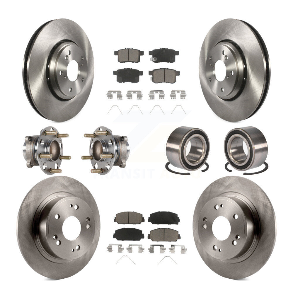 Hub Bearings Disc Brake Rotors And Pads Front Rear Kit (10Pc) For Honda Accord