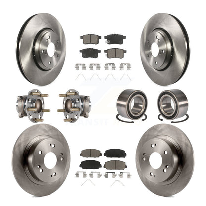Hub Bearings Disc Brake Rotors And Pads Front Rear Kit (10Pc) For Honda Accord