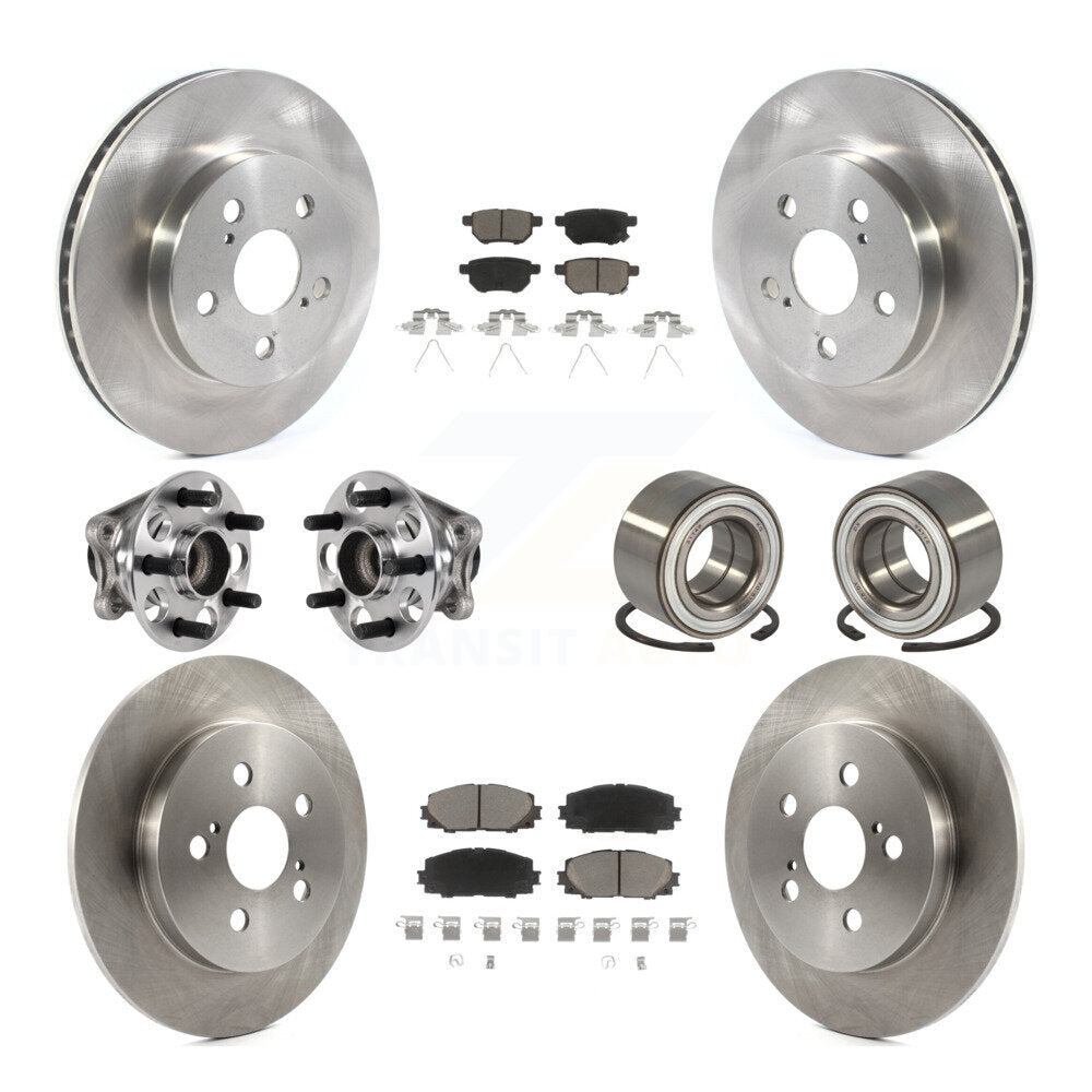 Hub Bearing Disc Brake Rotor & Pads Front Rear Kit (10Pc) For Toyota Prius Prime