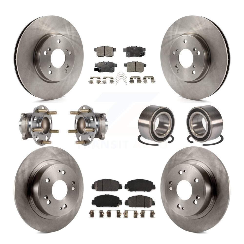 Hub Bearings Disc Brake Rotors And Pads Front Rear Kit (10Pc) For Honda Accord