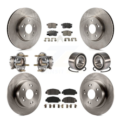 Hub Bearings Disc Brake Rotors And Pads Front Rear Kit (10Pc) For Honda Accord