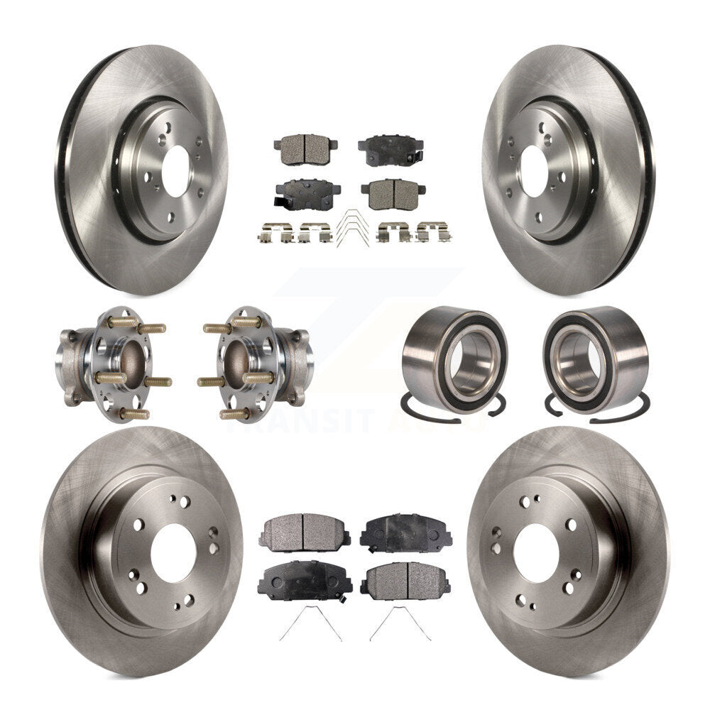 Hub Bearings Disc Brake Rotors And Pads Front Rear Kit (10Pc) For Honda Accord
