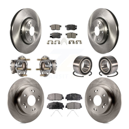 Hub Bearings Disc Brake Rotors And Pads Front Rear Kit (10Pc) For Honda Accord
