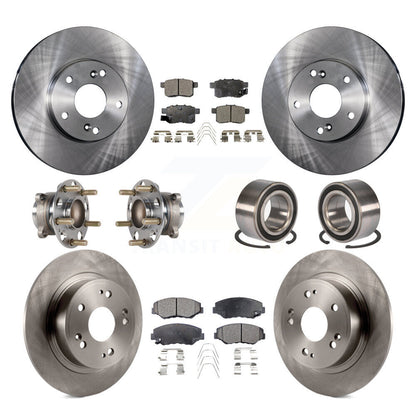 Hub Bearings Disc Brake Rotors And Pads Front Rear Kit (10Pc) For Honda Accord