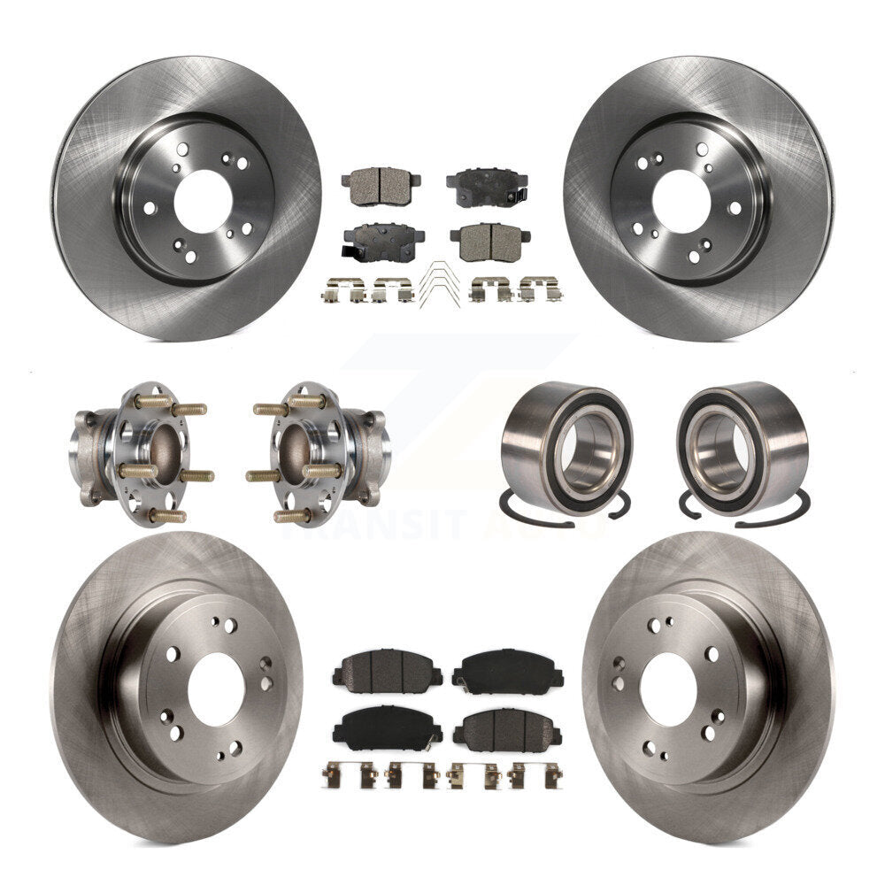 Hub Bearings Disc Brake Rotors And Pads Front Rear Kit (10Pc) For Honda Accord