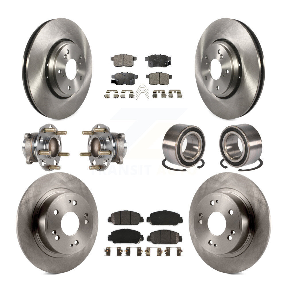 Hub Bearings Disc Brake Rotors And Pads Front Rear Kit (10Pc) For Honda Accord