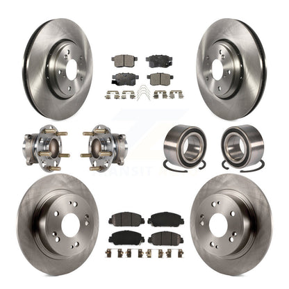 Hub Bearings Disc Brake Rotors And Pads Front Rear Kit (10Pc) For Honda Accord