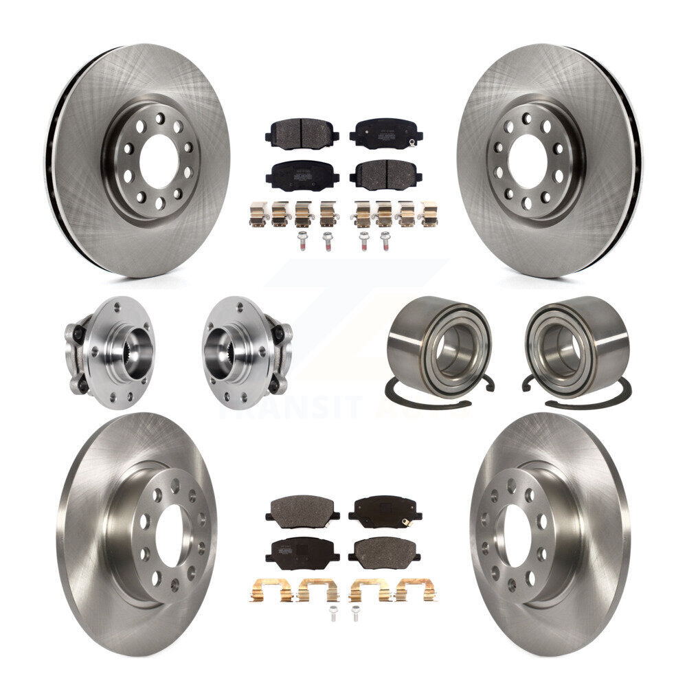 Hub Bearing Brake Rotor & Pads Front Rear Kit (10Pc) For 2016-2018 Fiat 500X AWD