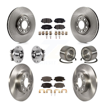 Hub Bearing Brake Rotor & Pads Front Rear Kit (10Pc) For 2016-2018 Fiat 500X AWD