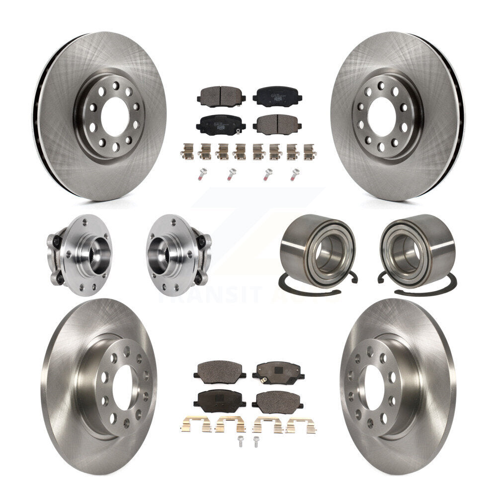 Hub Bearing Brake Rotor & Pads Front Rear Kit (10Pc) For 2016-2018 Fiat 500X AWD