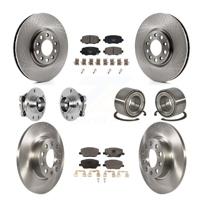 Hub Bearing Brake Rotor & Pads Front Rear Kit (10Pc) For 2016-2018 Fiat 500X AWD