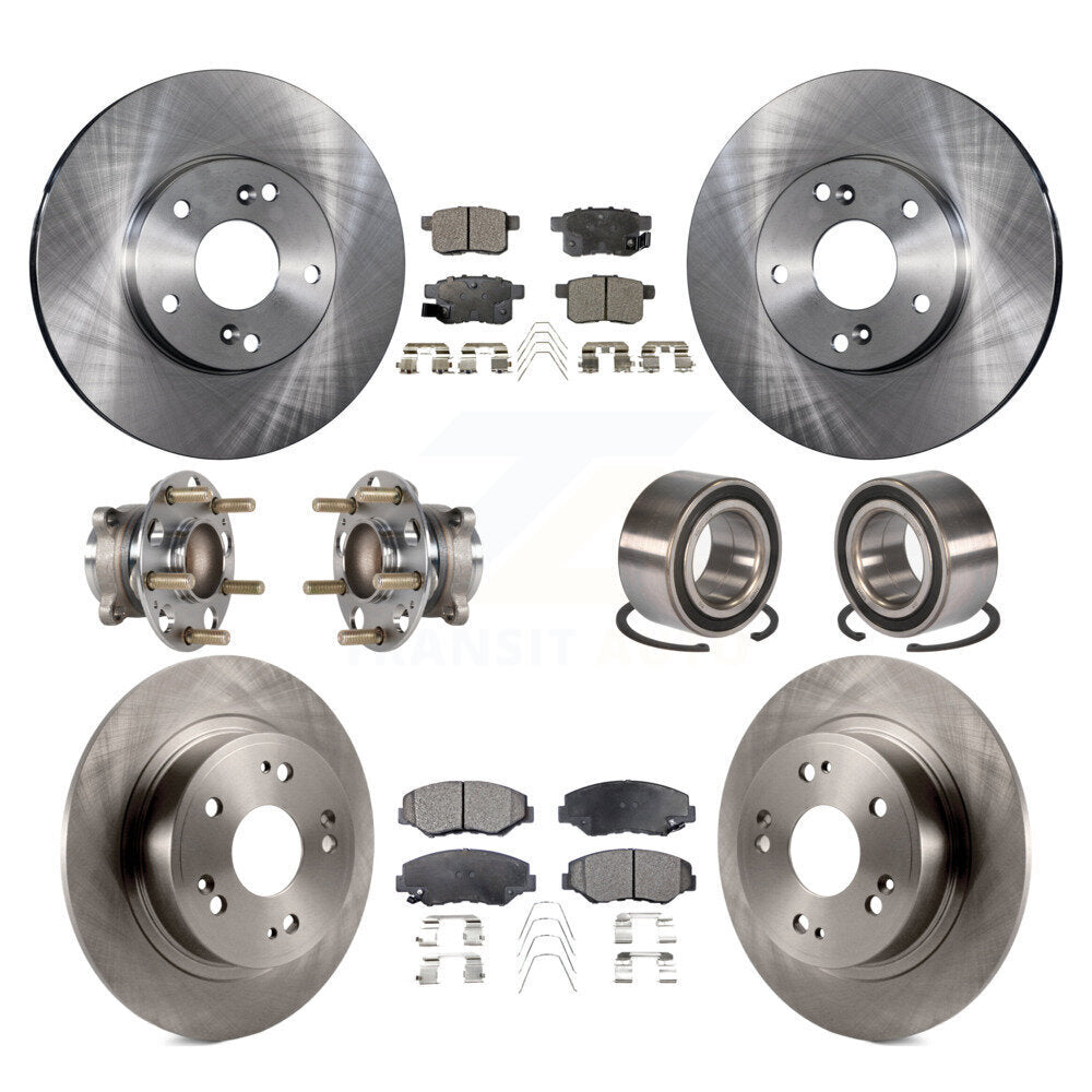 Hub Bearings Disc Brake Rotors And Pads Front Rear Kit (10Pc) For Honda Accord