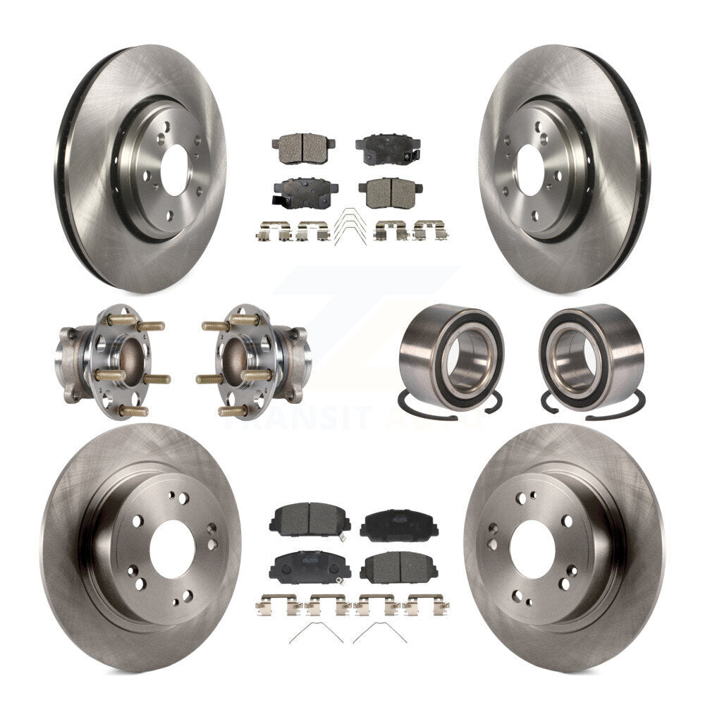 Hub Bearings Disc Brake Rotors And Pads Front Rear Kit (10Pc) For Honda Accord